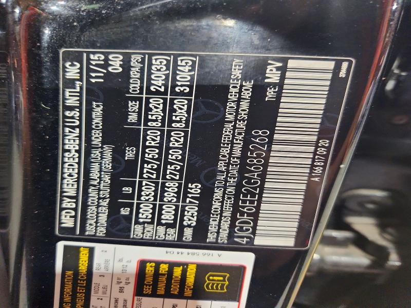 Aukcja sprzedaży 2016 Mercedes-benz Gl, vin: 4JGDF6EE2GA685268, numer aukcji: 60908676