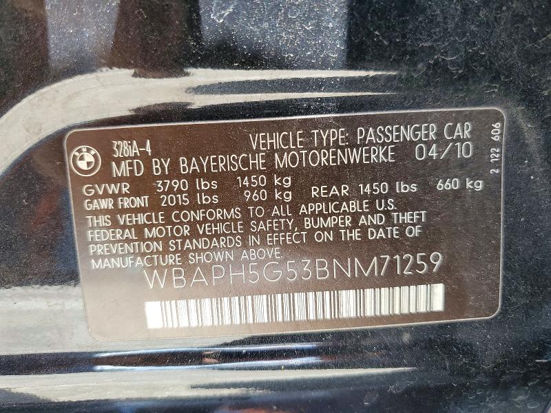 64090646 :رقم المزاد ، WBAPH5G53BNM71259 vin ، 2011 Bmw 328 مزاد بيع