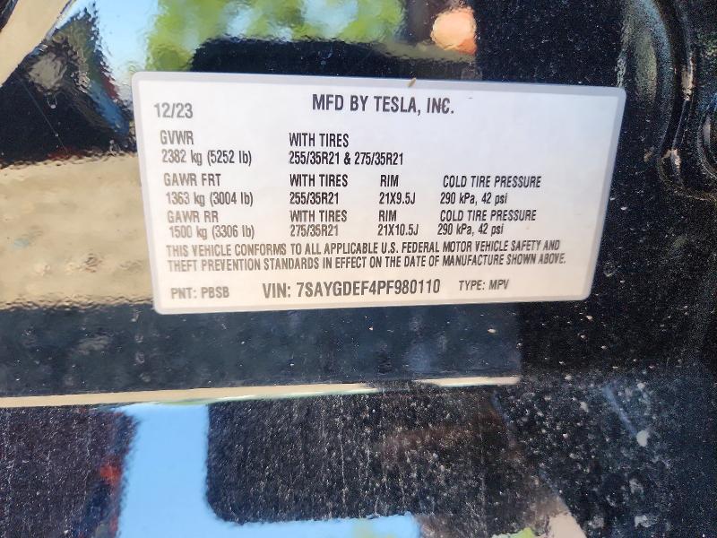 Aukcja sprzedaży 2023 Tesla Model Y, vin: 7SAYGDEF4PF980110, numer aukcji: 62966636