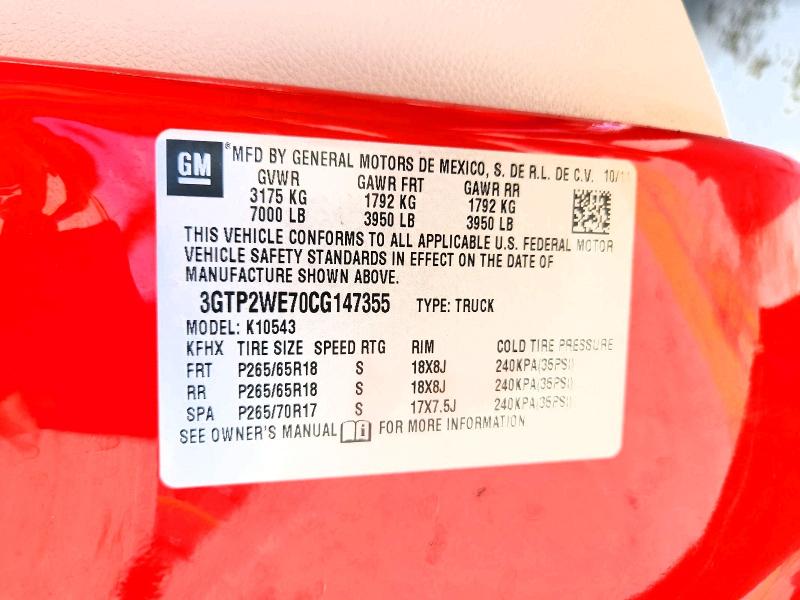 63845496 :رقم المزاد ، 3GTP2WE70CG147355 vin ، 2012 Gmc Sierra مزاد بيع