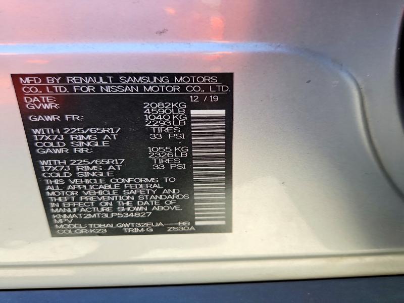 2020 Nissan Rogue მანქანა იყიდება აუქციონზე, vin: KNMAT2MT3LP534827, აუქციონის ნომერი: 66828106