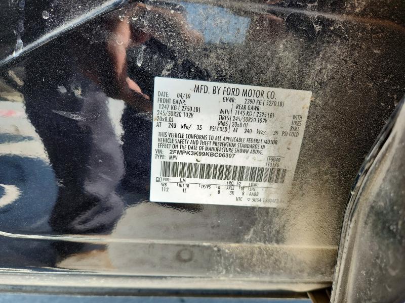 63599076 :رقم المزاد ، 2FMPK3K99KBC06307 vin ، 2019 Ford Edge مزاد بيع