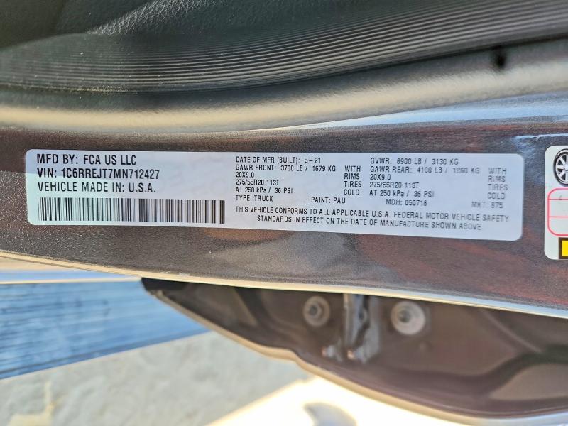 Продажа на аукционе авто 2021 Ram 1500, vin: 1C6RREJT7MN712427, номер лота: 66474866