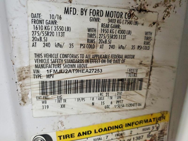 Продажа на аукционе авто 2017 Ford Expedition, vin: 1FMJU2AT9HEA27253, номер лота: 62773546