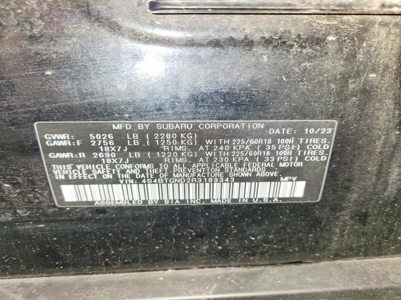 Продажа на аукционе авто 2024 Subaru Outback, vin: 4S4BTGND2R3189343, номер лота: 64405666