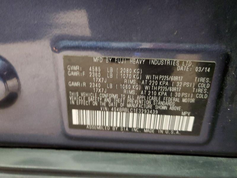 Aukcja sprzedaży 2014 Subaru Outback, vin: 4S4BRBLC1E3293439, numer aukcji: 65491256