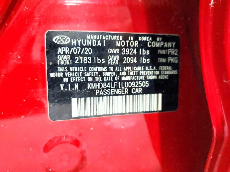 Продаж на аукціоні авто 2020 Hyundai Elantra, vin: KMHD84LF1LU092505, номер лоту: 63866216