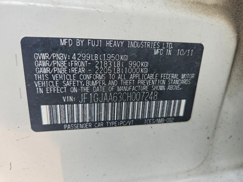 Продаж на аукціоні авто 2012 Subaru Impreza, vin: JF1GJAA63CH007248, номер лоту: 62937496