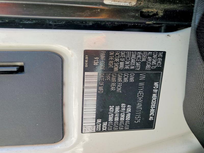 Aukcja sprzedaży 2022 Mercedes-benz Sprinter, vin: W1Y4EDHY4NT111575, numer aukcji: 66896246