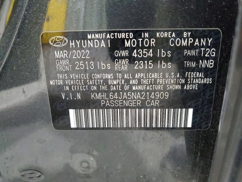 Продажа на аукционе авто 2022 Hyundai Sonata, vin: KMHL64JA5NA214909, номер лота: 66846786