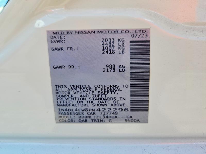 Aukcja sprzedaży 2023 Nissan Altima, vin: 1N4BL4EW8PN422296, numer aukcji: 63875356
