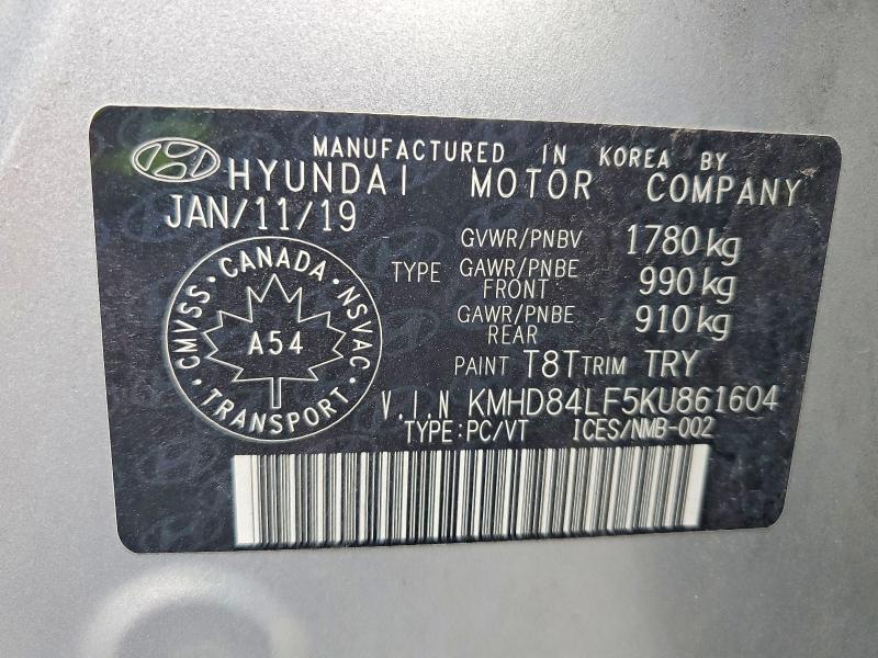 Продаж на аукціоні авто 2019 Hyundai Elantra, vin: KMHD84LF5KU861604, номер лоту: 66087266