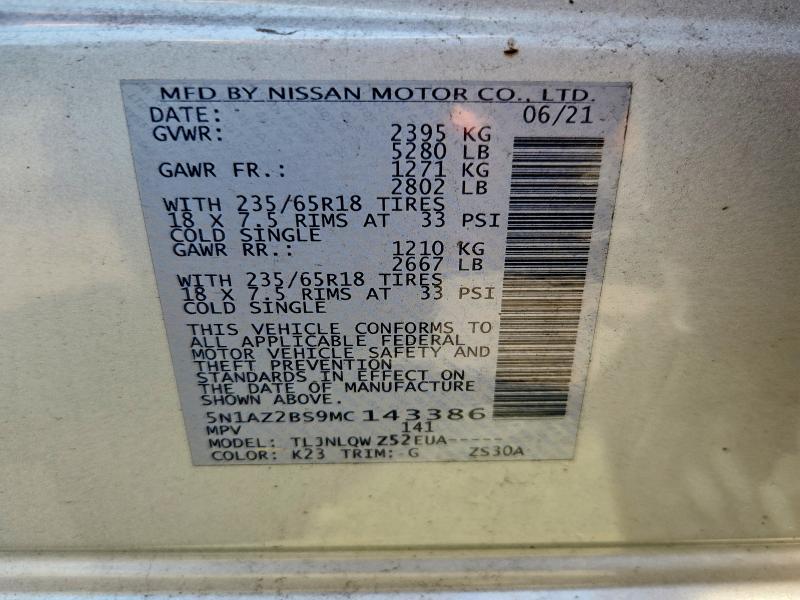 Продажа на аукционе авто 2021 Nissan Murano, vin: 5N1AZ2BS9MC143386, номер лота: 65152236