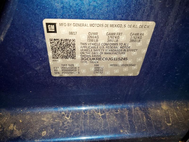 65900196 :رقم المزاد ، 3GCUKREC0JG115245 vin ، 2018 Chevrolet Silverado مزاد بيع