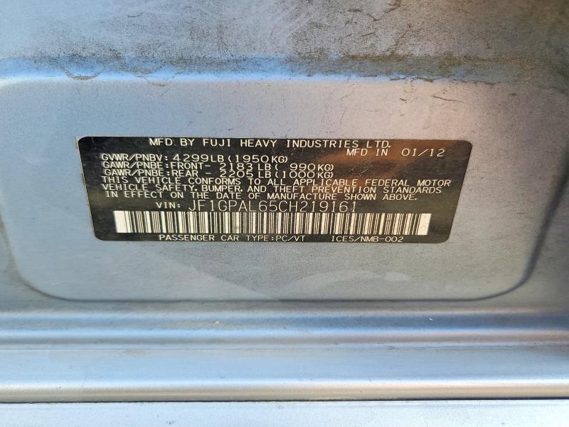 Aukcja sprzedaży 2012 Subaru Impreza, vin: JF1GPAL65CH219161, numer aukcji: 67209906