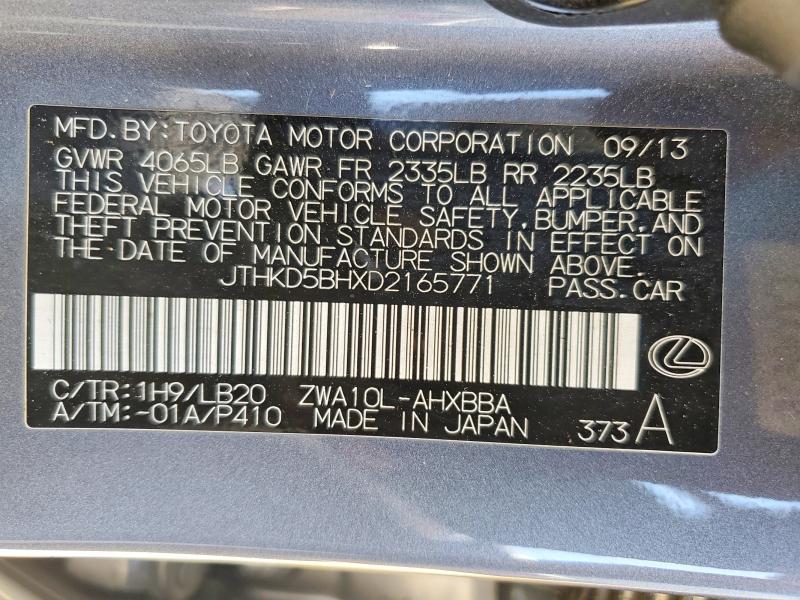 Продаж на аукціоні авто 2013 Lexus Ct, vin: JTHKD5BHXD2165771, номер лоту: 65517916