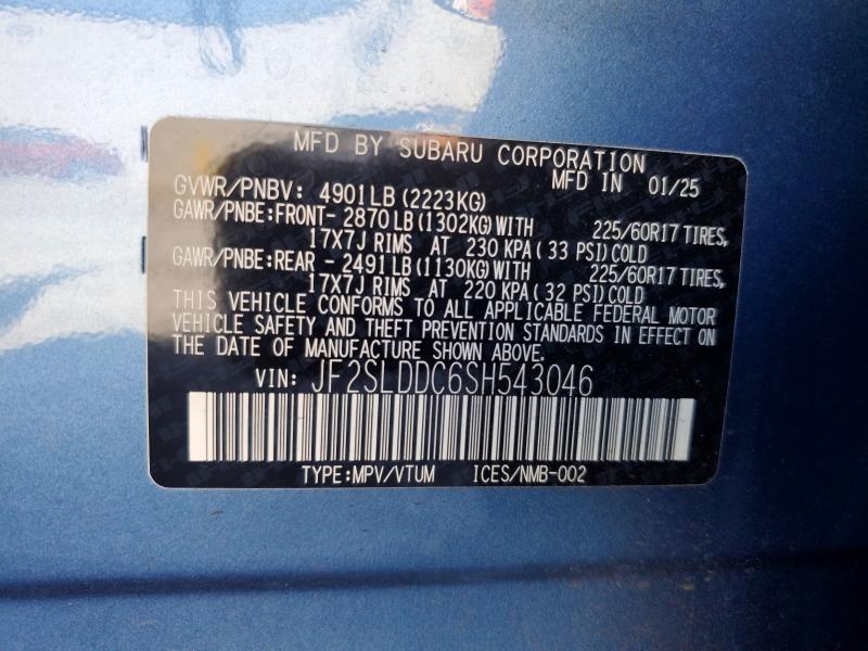 Продаж на аукціоні авто 2025 Subaru Forester, vin: JF2SLDDC6SH543046, номер лоту: 66320786