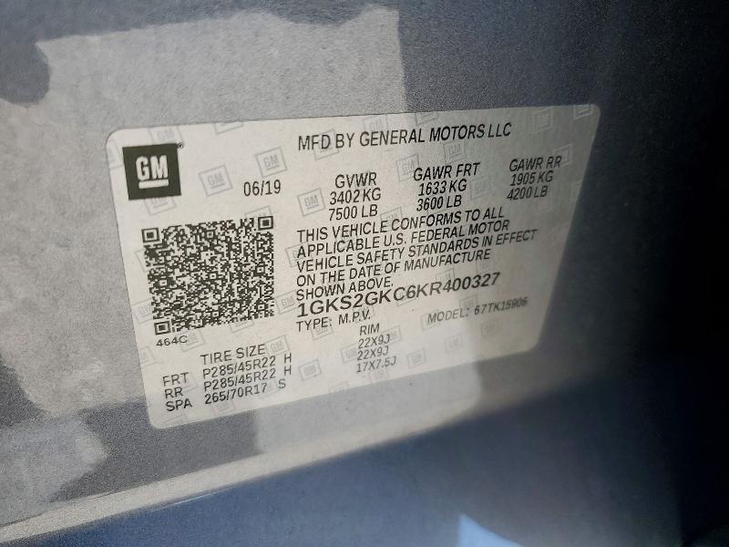 Продаж на аукціоні авто 2019 Gmc Yukon Xl, vin: 1GKS2GKC6KR400327, номер лоту: 62998836