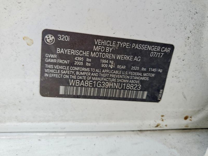 2017 Bmw 320 მანქანა იყიდება აუქციონზე, vin: WBA8E1G39HNU18823, აუქციონის ნომერი: 64557816