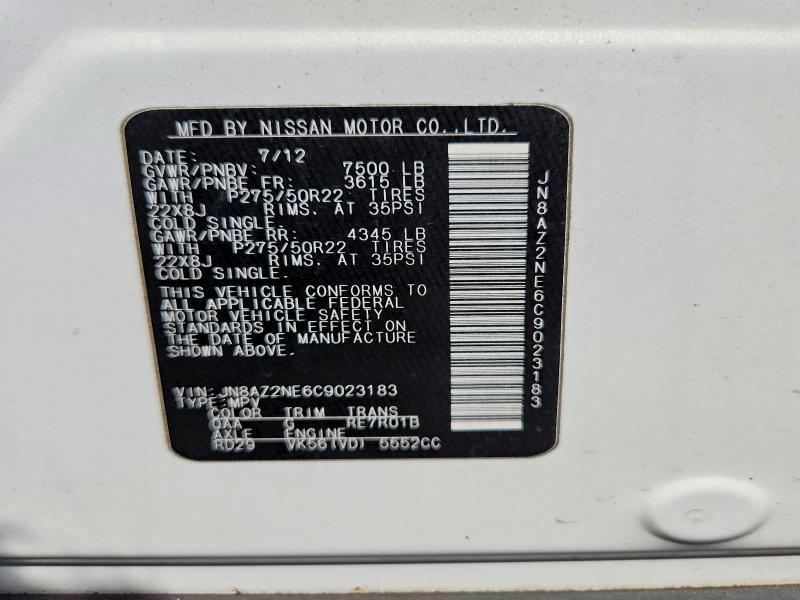 Aukcja sprzedaży 2012 Infiniti Qx56, vin: JN8AZ2NE6C9023183, numer aukcji: 62661786