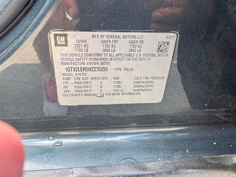 Продажа на аукционе авто 2017 Gmc Sierra, vin: 1GTV2LEH5HZ276259, номер лота: 63890816