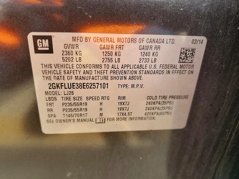 2014 Gmc Terrain მანქანა იყიდება აუქციონზე, vin: 2GKFLUE38E6257101, აუქციონის ნომერი: 63540576