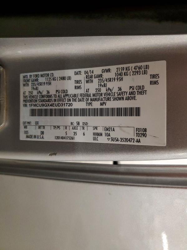 59981056 :رقم المزاد ، 1FMCU9GX4EUD31720 vin ، 2014 Ford Escape مزاد بيع