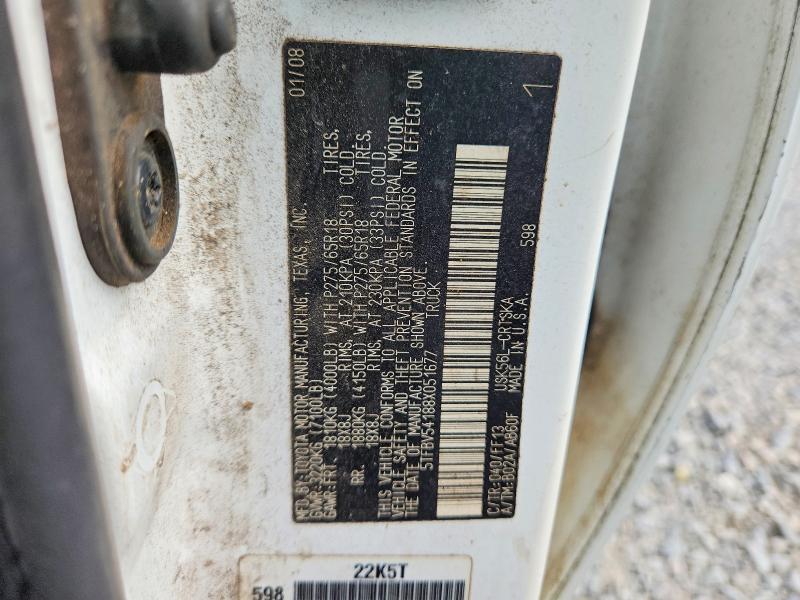 2008 Toyota Tundra მანქანა იყიდება აუქციონზე, vin: 5TFBV54188X051677, აუქციონის ნომერი: 64156816