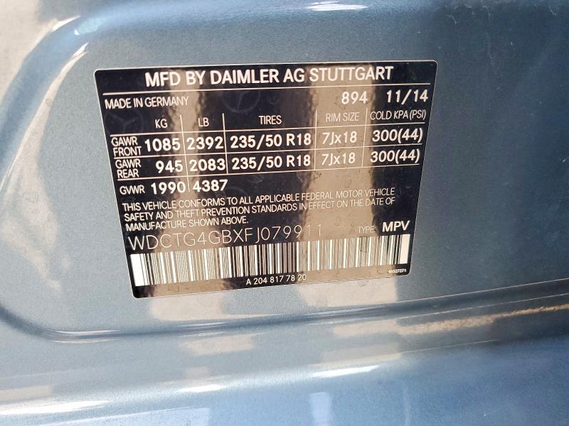 67092286 :رقم المزاد ، WDCTG4GBXFJ079911 vin ، 2015 Mercedes-benz Gla مزاد بيع