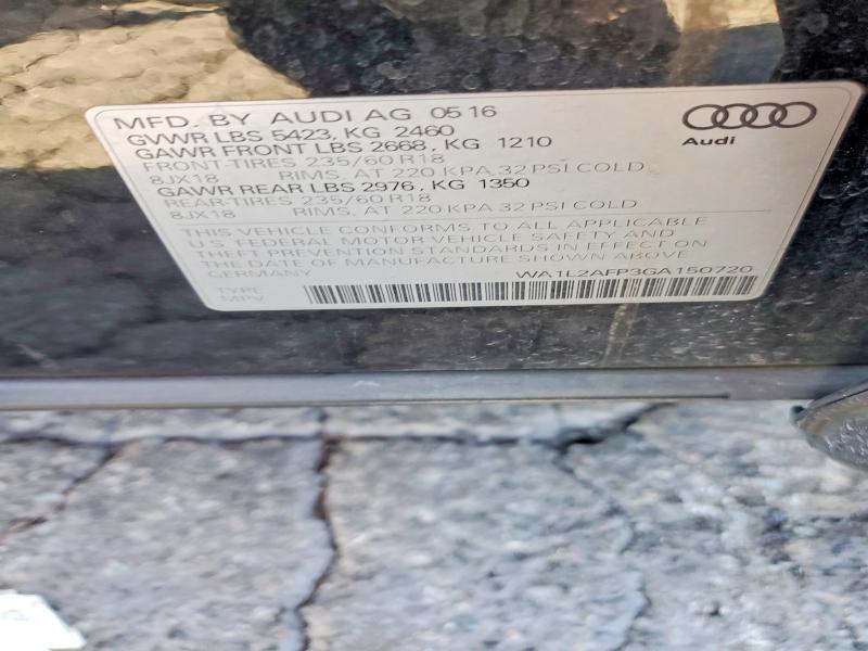 Aukcja sprzedaży 2016 Audi Q5, vin: WA1L2AFP3GA150720, numer aukcji: 65043916