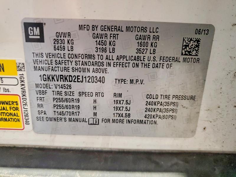 Aukcja sprzedaży 2014 Gmc Acadia, vin: 1GKKVRKD2EJ120340, numer aukcji: 63446126