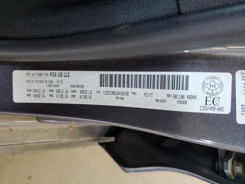 65400726 :رقم المزاد ، 1C3CCCAB1GN103192 vin ، 2016 Chrysler 200 مزاد بيع
