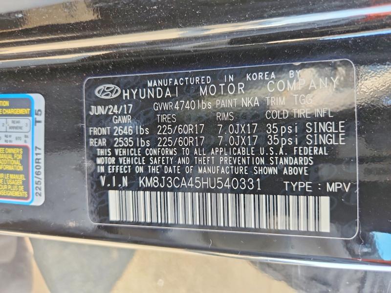 63928546 :رقم المزاد ، KM8J3CA45HU540331 vin ، 2017 Hyundai Tucson مزاد بيع