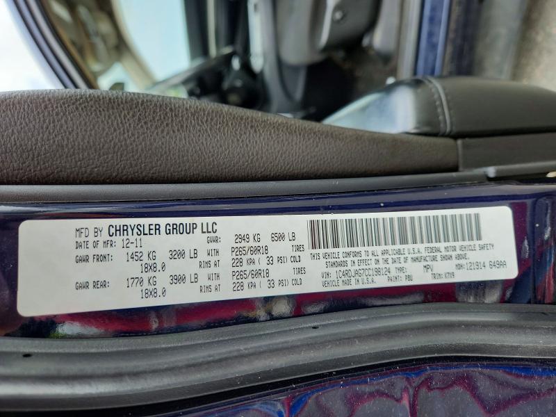 67045846 :رقم المزاد ، 1C4RDJAG7CC198124 vin ، 2012 Dodge Durango مزاد بيع