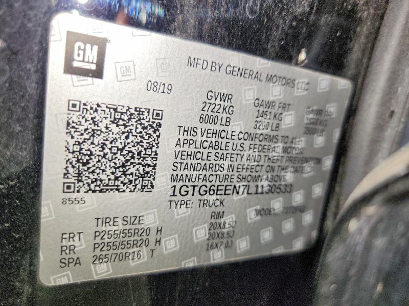 2020 Gmc Canyon მანქანა იყიდება აუქციონზე, vin: 1GTG6EEN7L1130533, აუქციონის ნომერი: 63315546