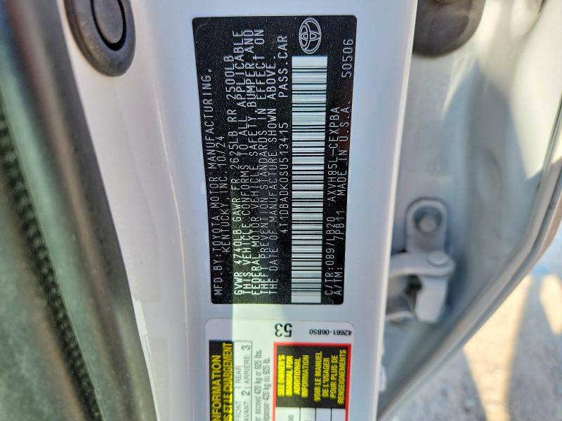 64323036 :رقم المزاد ، 4T1DBADK0SU513415 vin ، 2025 Toyota Camry مزاد بيع