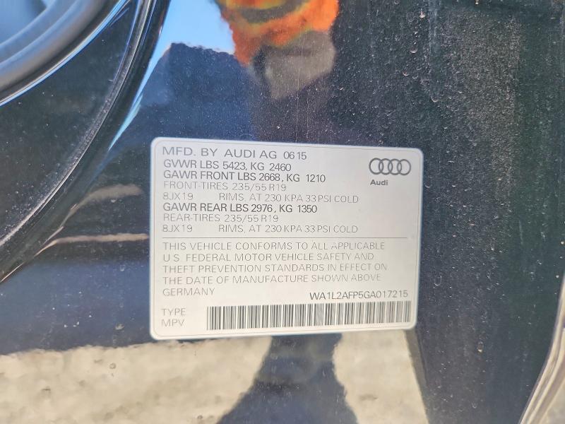 Продажа на аукционе авто 2016 Audi Q5, vin: WA1L2AFP5GA017215, номер лота: 63180636