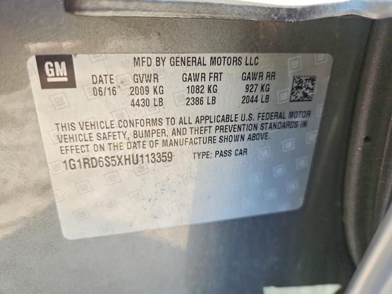 Aukcja sprzedaży 2017 Chevrolet Volt, vin: 1G1RD6S5XHU113359, numer aukcji: 63880646