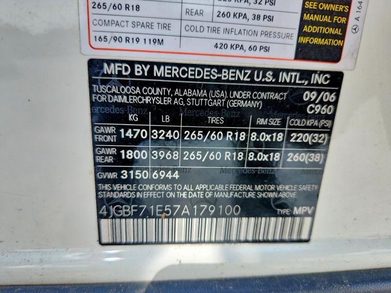 2007 Mercedes-benz Gl მანქანა იყიდება აუქციონზე, vin: 4JGBF71E57A179100, აუქციონის ნომერი: 65415116