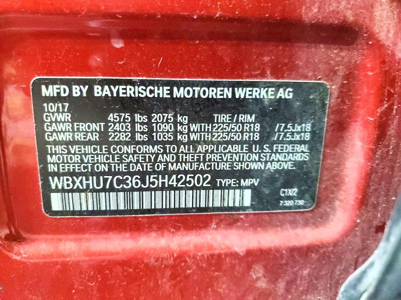 Aukcja sprzedaży 2018 Bmw X1, vin: WBXHU7C36J5H42502, numer aukcji: 65403426