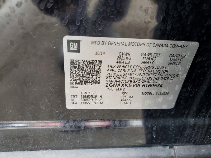 Aukcja sprzedaży 2020 Chevrolet Equinox, vin: 2GNAXKEV9L6169534, numer aukcji: 63669206