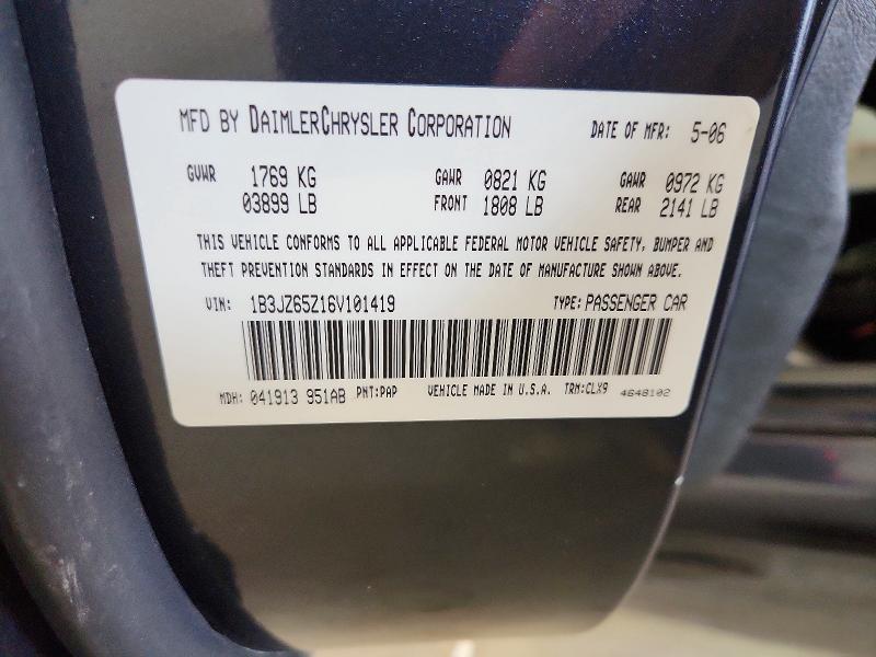 65091616 :رقم المزاد ، 1B3JZ65Z16V101419 vin ، 2006 Dodge Viper مزاد بيع