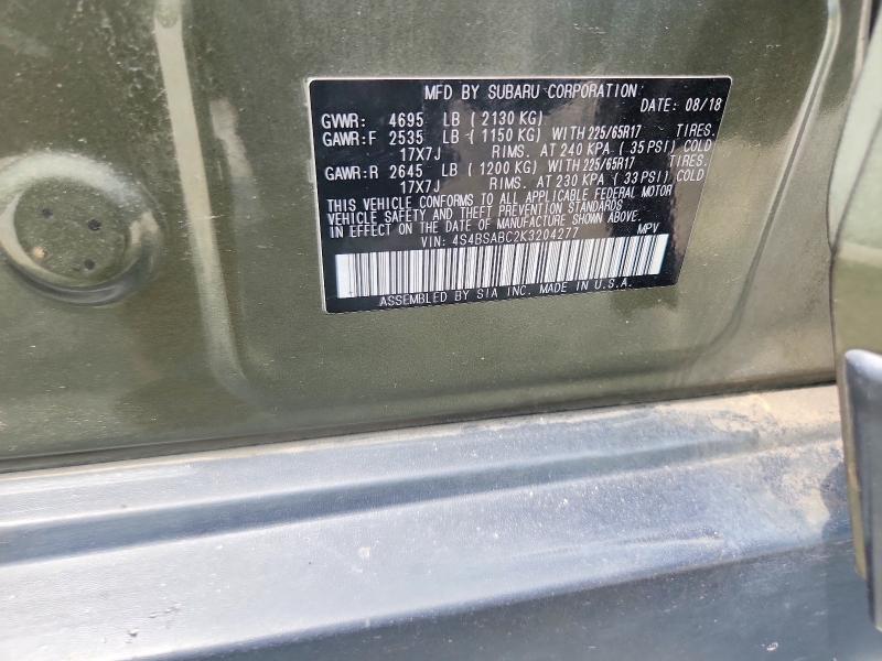 2019 Subaru Outback მანქანა იყიდება აუქციონზე, vin: 4S4BSABC2K3204277, აუქციონის ნომერი: 67011186