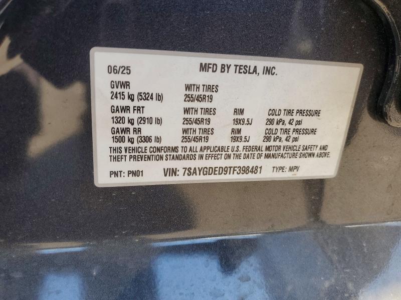 Aukcja sprzedaży 2026 Tesla Model Y, vin: 7SAYGDED9TF398481, numer aukcji: 65914936