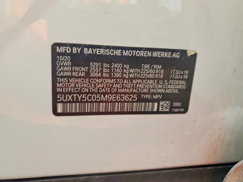 Продаж на аукціоні авто 2021 Bmw X3, vin: 5UXTY5C05M9E63625, номер лоту: 65326366