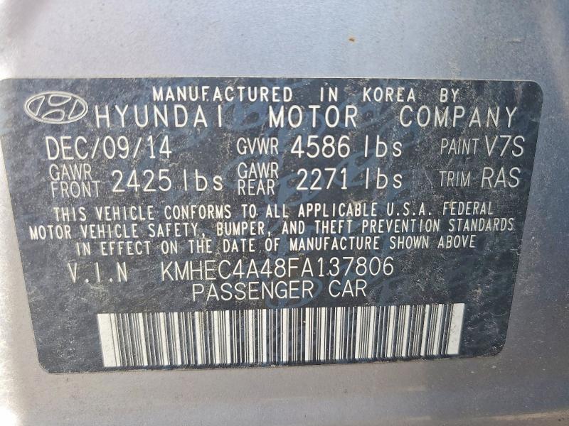 Aukcja sprzedaży 2015 Hyundai Sonata Hybrid, vin: KMHEC4A48FA137806, numer aukcji: 65844946
