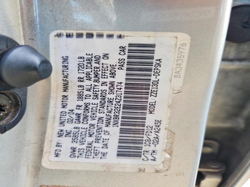 Продаж на аукціоні авто 2004 Toyota Corolla, vin: 1NXBR32E24Z317474, номер лоту: 62450006