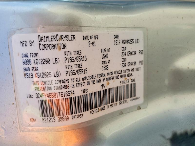 66482866 :رقم المزاد ، 3C4FY4BB81T616574 vin ، 2001 Chrysler Pt Cruiser مزاد بيع