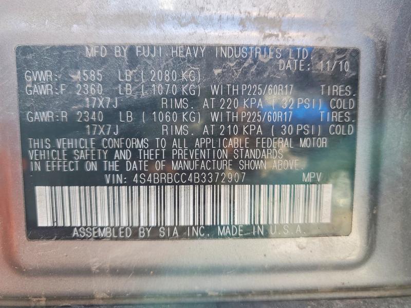 Продажа на аукционе авто 2011 Subaru Outback, vin: 4S4BRBCC4B3372907, номер лота: 66565796