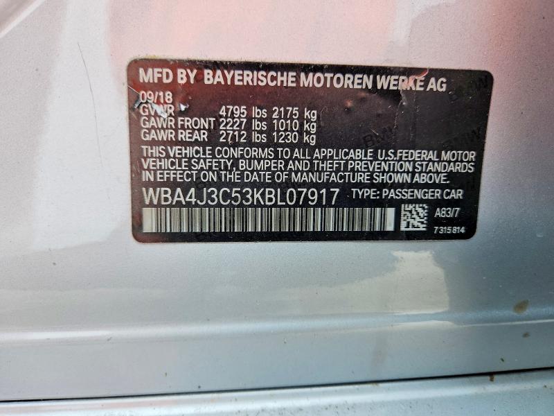 Продажа на аукционе авто 2019 Bmw 430xi, vin: WBA4J3C53KBL07917, номер лота: 60208256